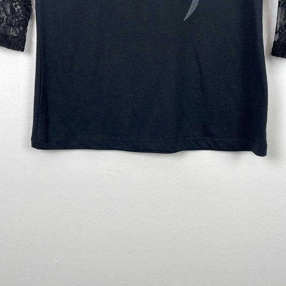 Harley Davidson T shirt women size S lace sleeves pullover Biker town logo top - Picture 2 of 9